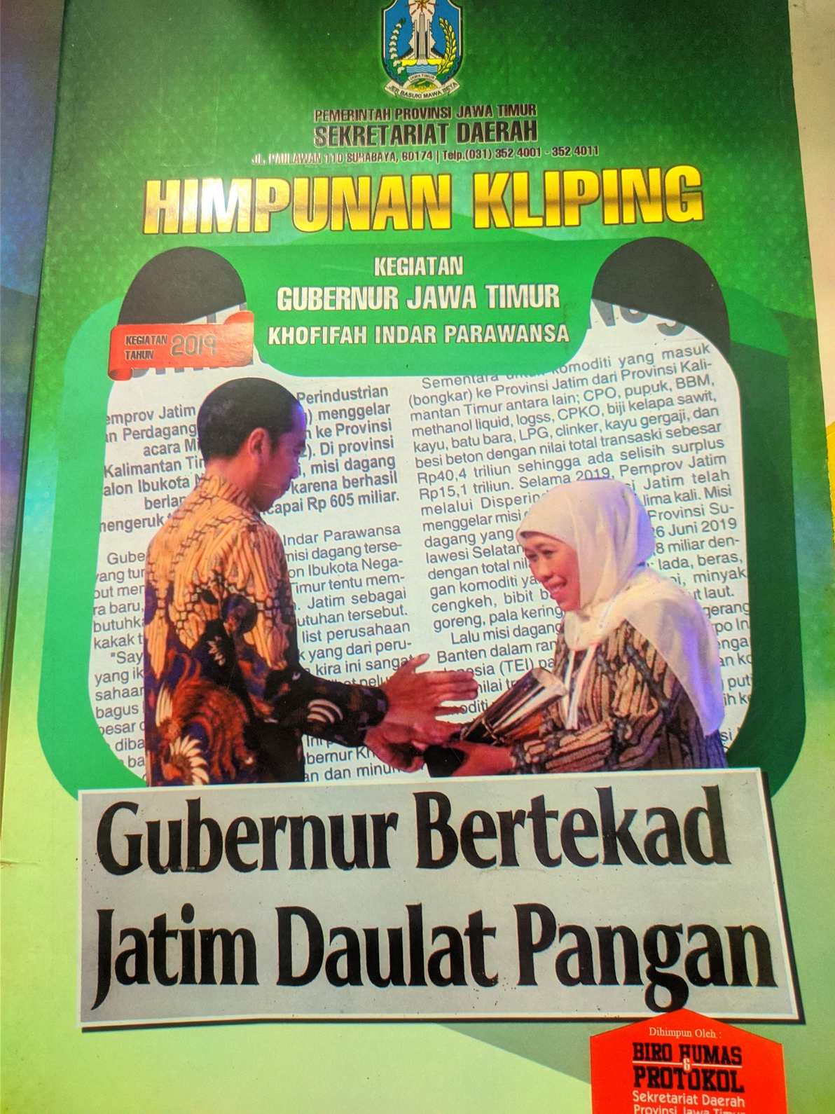himpunan kliping kegiatan gubernur jawa timur